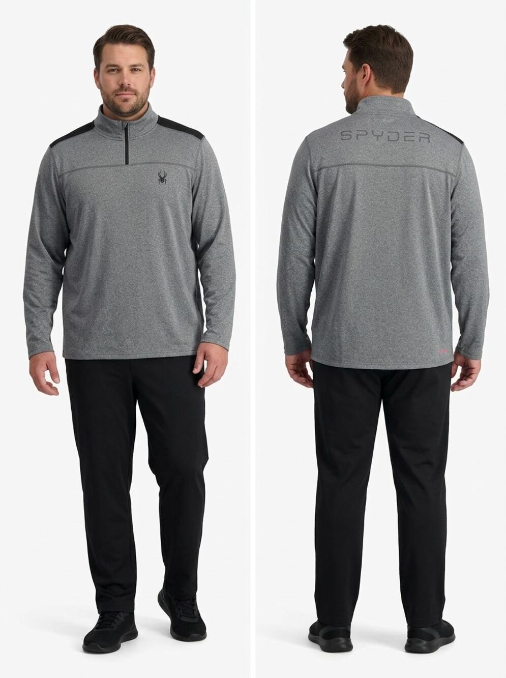 Spyder Active Gray Heathered Mock Neck Knit Half Zip Sweatshirt Men Size XL